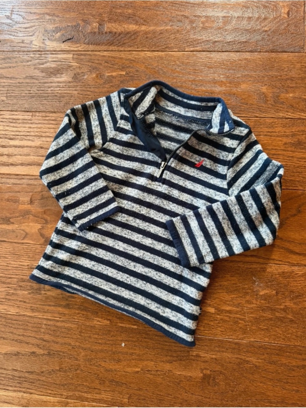 Nautica Striped Navy & Cream Half-Zip Kids Pullover